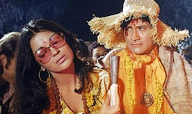 actors Devanand and Zeenat Aman wearing Rudraksha